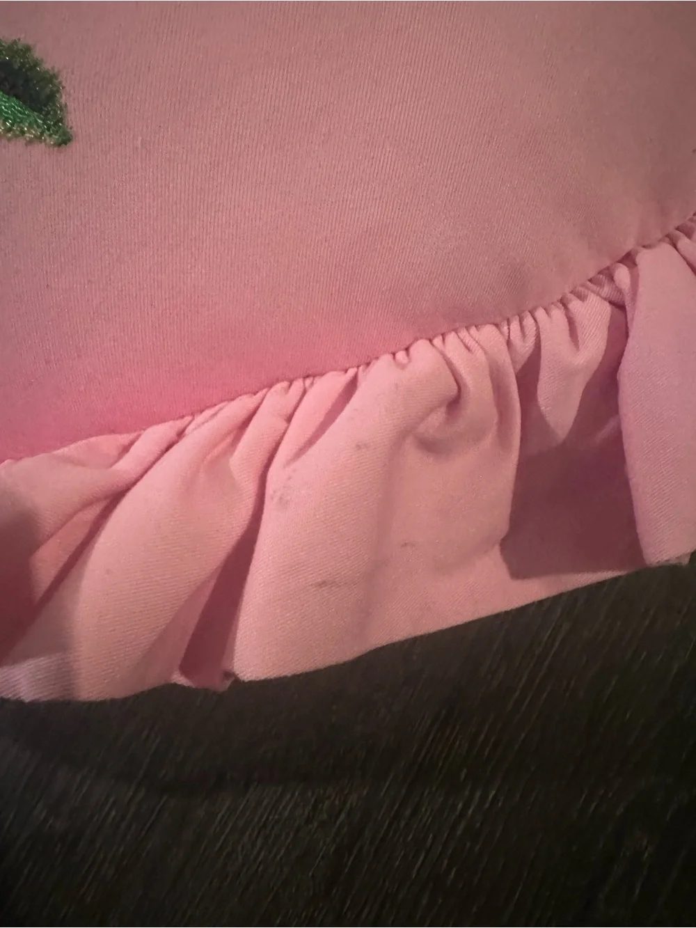 Dolls Kill Dolls home Pink Ruffled Heart Pillow with FAFO Embroidered Detail